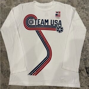 Team Apparel White Long Sleeve with Red and Blue Design